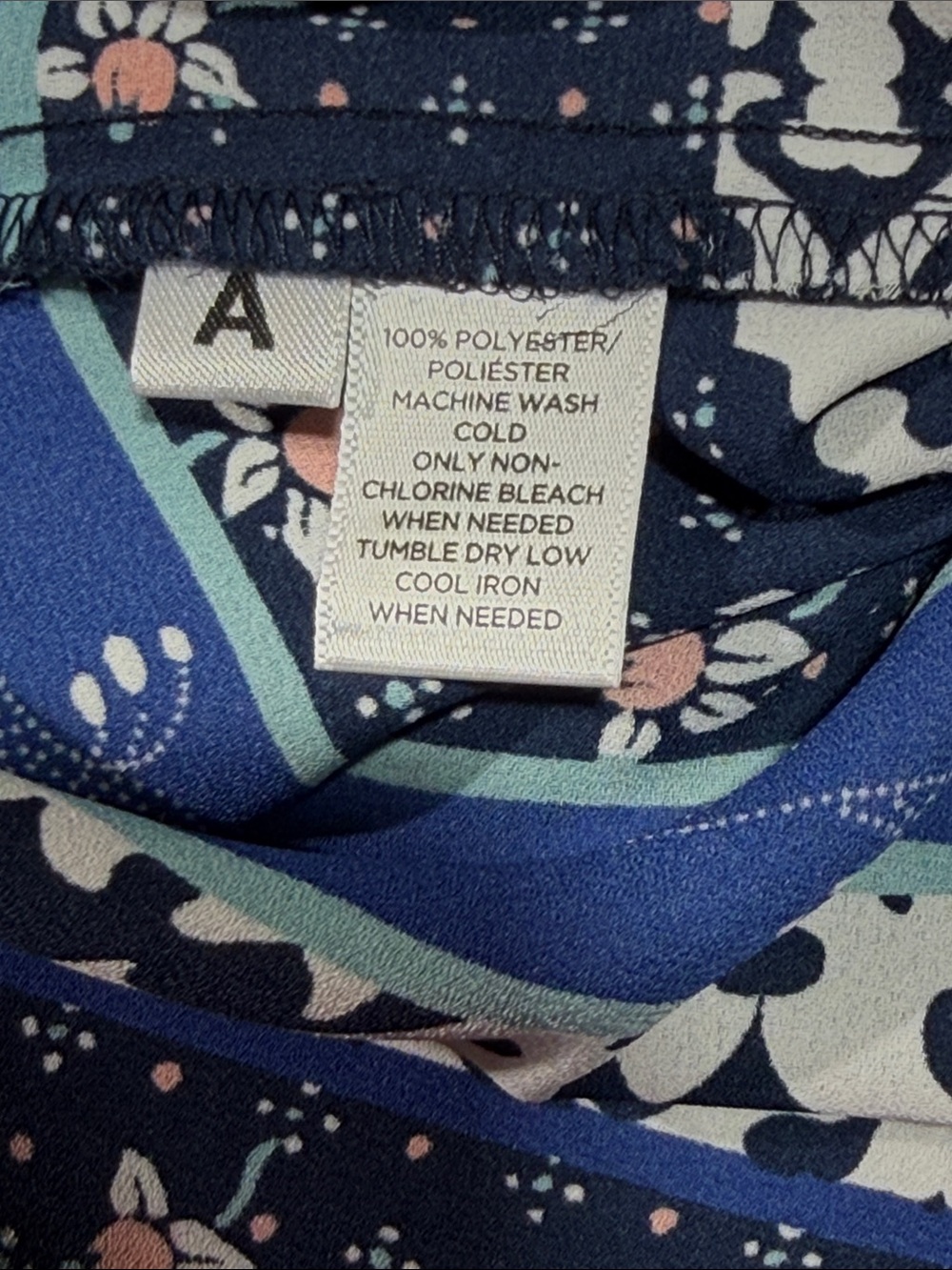 LOFT Navy, White & Blue Mixed Print Button-Front Top - Picture 6 of 7